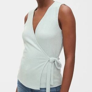 Mist Blue Softspun Fitted Wrap Sleeveless Top